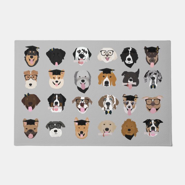 Graduation Dog Face Doormat (Front)