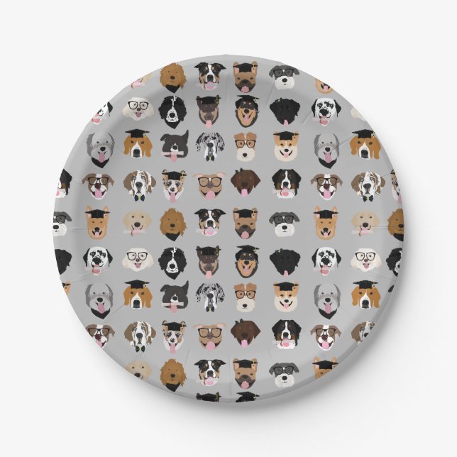 Graduation Dog Face Paper Plate (Front)