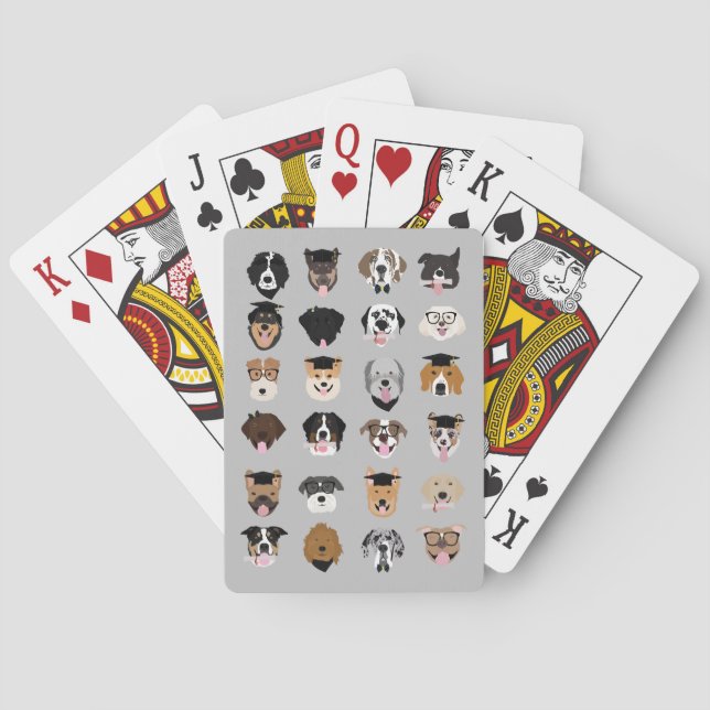 Graduation Dog Face Playing Cards (Back)