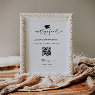 Graduation Donation Qr Code College Fund Sign