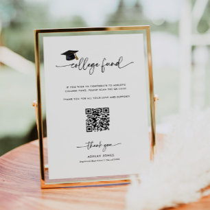 Graduation Donation Qr Code College Fund Sign
