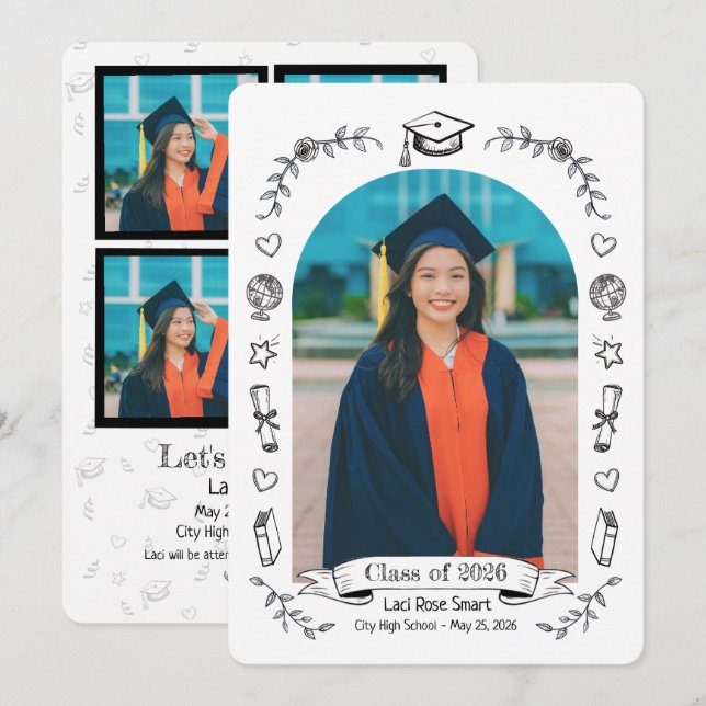 Graduation Doodles Announcement  (Front/Back)