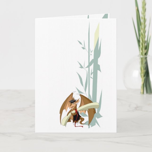 Graduation Dragon with Bamboo Greeting Card (Front)