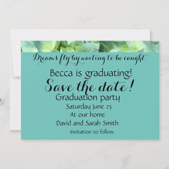 Graduation dream quote save the date invitation (Front)