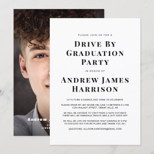 Graduation Drive By Party Minimal Modern Photo Invitation