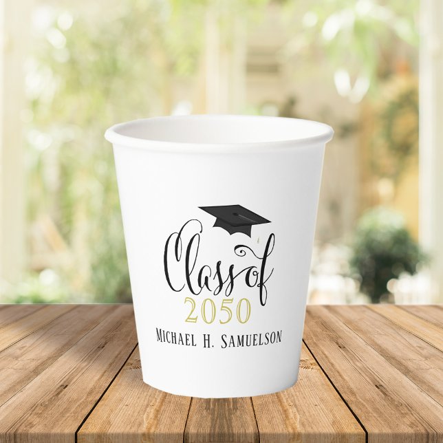 Graduation Elegant Classic Mortarboard Script  Paper Cups (Creator Uploaded)