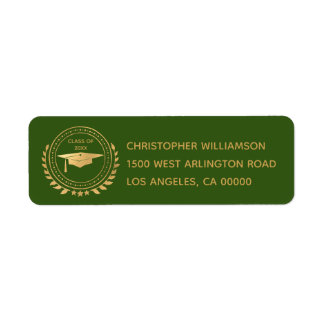 Graduation Elegant Gold Green Class of Emblem