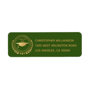Graduation Elégant Gold Green Classe d'Emblem