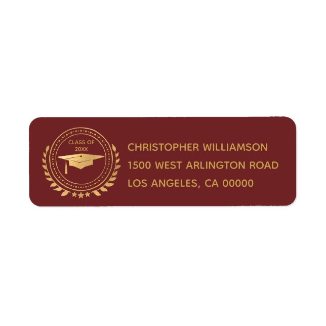 Graduation Elegant Gold Red Class of Emblem (Front)