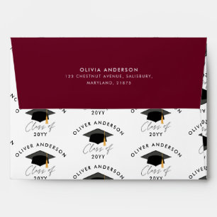 Graduation elegant modern burgundy class of 2022 envelope
