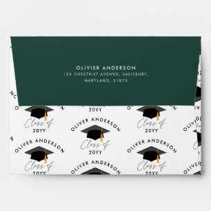 Graduation elegant modern green class of envelope