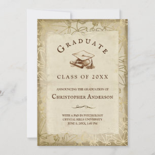 Graduation Elegant Tan Ivy Leaves 2023 Graduate Announcement