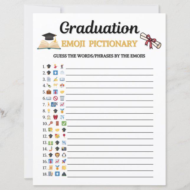 Graduation Emoji Pictionary Game (Front)
