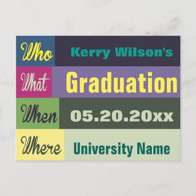 Graduation Enregistrer La Date Carte Postale (Devant)