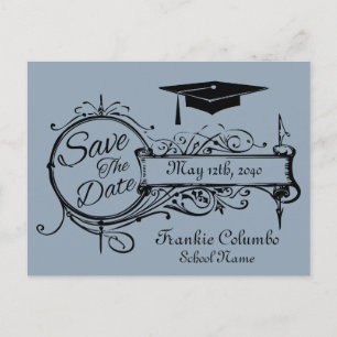 Graduation Enregistrer La Date Carte Postale Bleu 