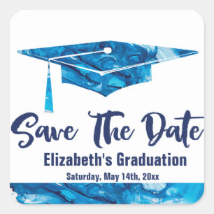 Graduation Envelope Seal Modern Blue Watercolor