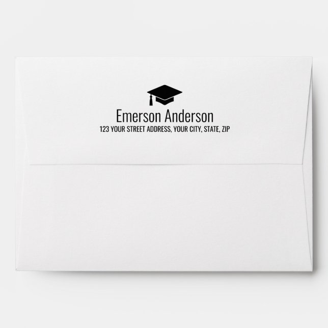 Graduation envelopes with custom colour cap (Back (Top Flap))