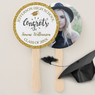 Graduation Fan Chic Gold Custom Graduate Photo