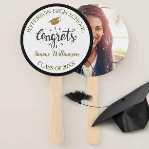 Graduation Fan Chic Gold Custom Graduate Photo