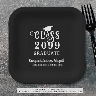 Graduation Fancy Class Year Script Name Paper Plate