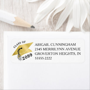 Graduation Faux Gold Foil Cap Year Return Address