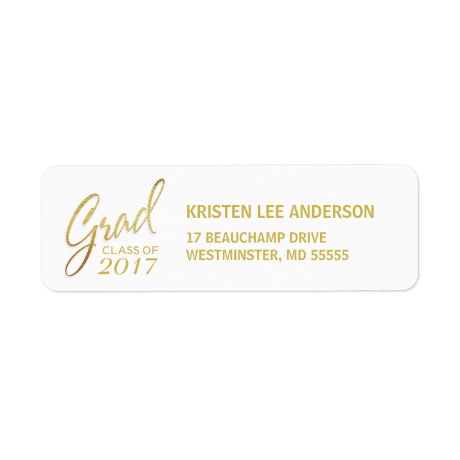 Graduation Faux Gold Foil Elegant Handwriting (Front)