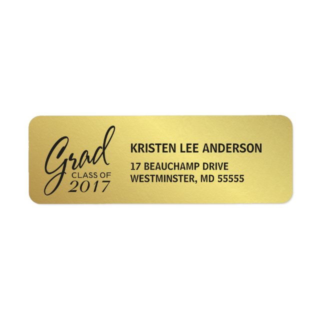 Graduation Faux Gold Foil Elegant Handwriting (Front)