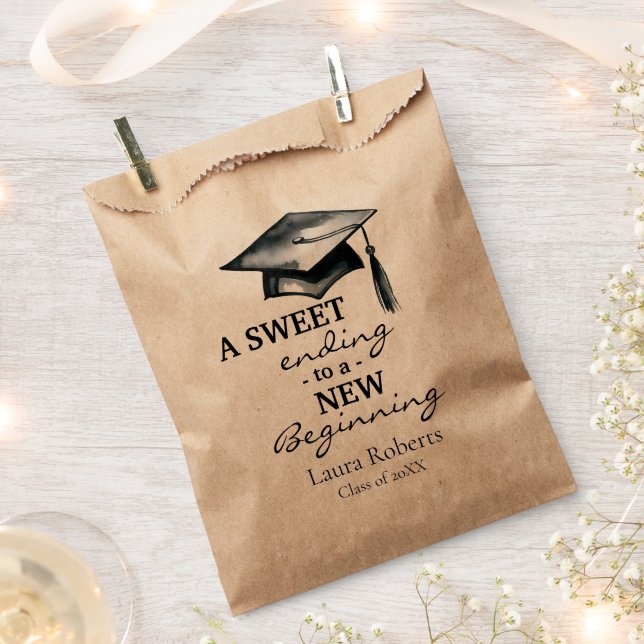 Graduation favour bags, Sweet endings new beginnin Favour Bag (Clipped)