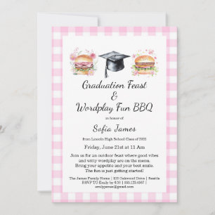 Graduation Feast Wordplay Fun BBQ Invitation