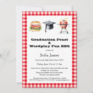Graduation Feast & Wordplay Fun BBQ Party Invitation