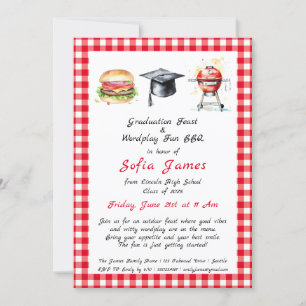 Graduation Feast & Wordplay Fun BBQ Party Invitation