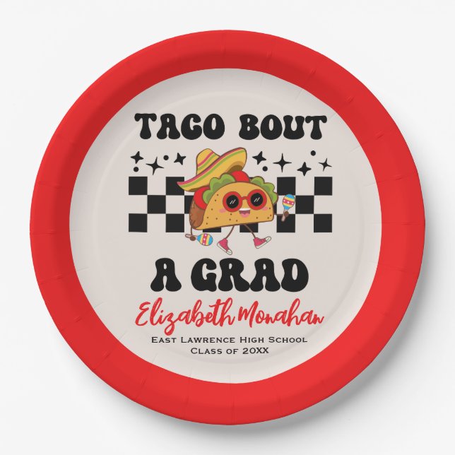 Graduation Fiesta Taco Bout A Grade Paper Plate (Front)