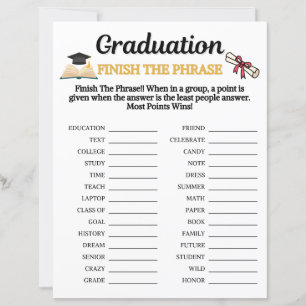 Graduation Finish The Phrase Game