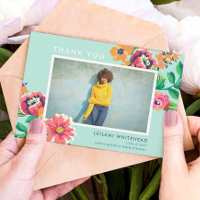 Graduation Floral Aqua Blue Photo
