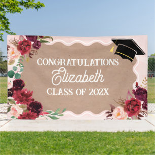 Graduation floral craft party banner