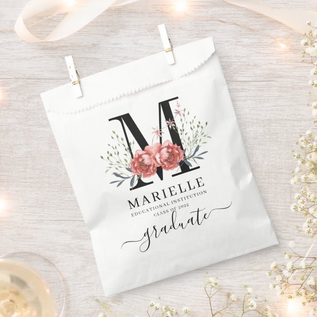 Graduation Floral Monogram Logo Party  Favour Bag (Clipped)