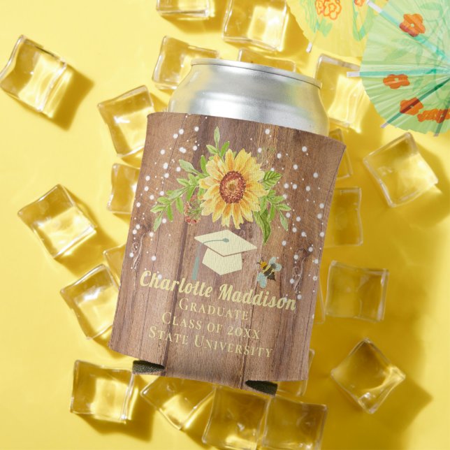 Graduation Floral Sunflower Can Cooler (In Situ Summer)