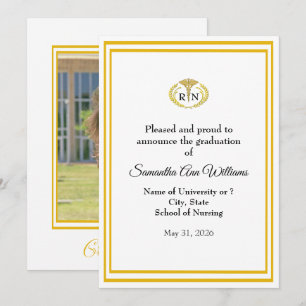 Graduation for a Nurse - gold border, caduceus Card