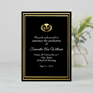 Graduation for a Nurse - gold border, caduceus Foil Holiday Card