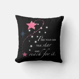 Graduation for Her Inspirational Stars on Black Throw Pillow