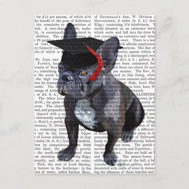 Graduation French Bulldog Announcement Postcard (Front)