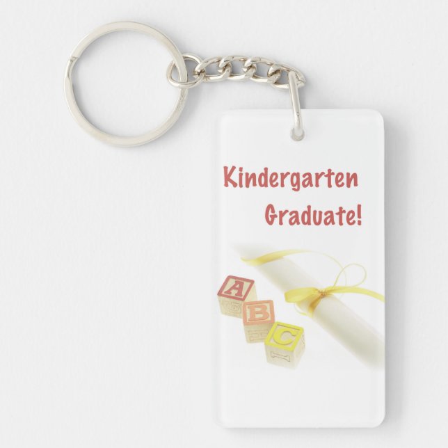 Graduation from Kindergarten, Custom Vertical Gift Keychain (Front)
