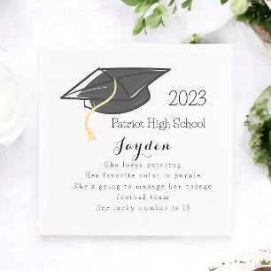 Graduation Fun Facts Grad Cap Custom Napkin