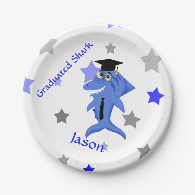 Graduation funny Shark Paper Plate (Front)