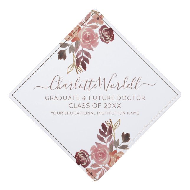 Graduation Future Doctor Floral Cap Topper (Front)
