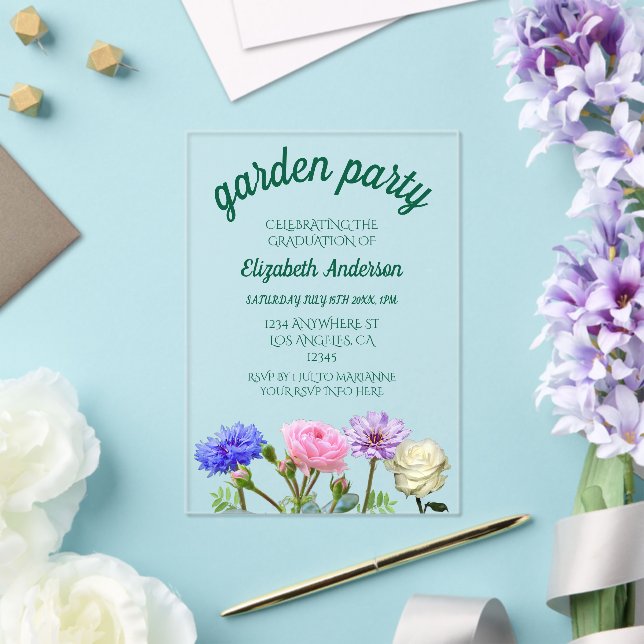 Graduation Garden Party Acrylic Invitations (Insitu (Wedding))
