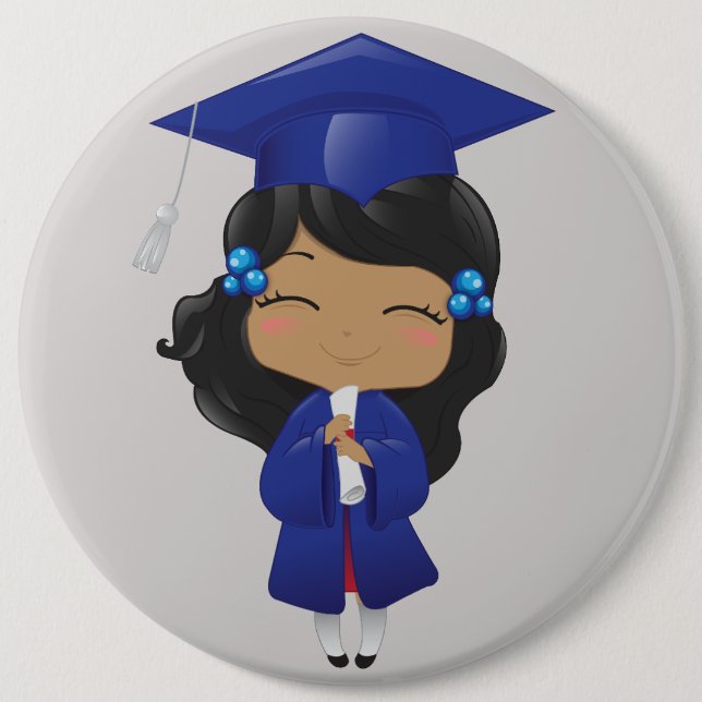 Graduation Girl in Blue 6 Inch Round Button (Front)