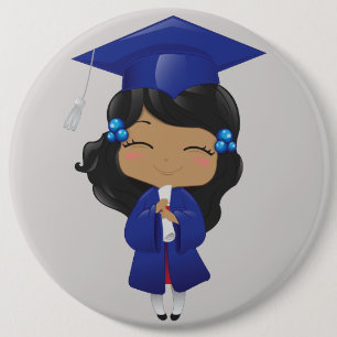 Graduation Girl in Blue 6 Inch Round Button