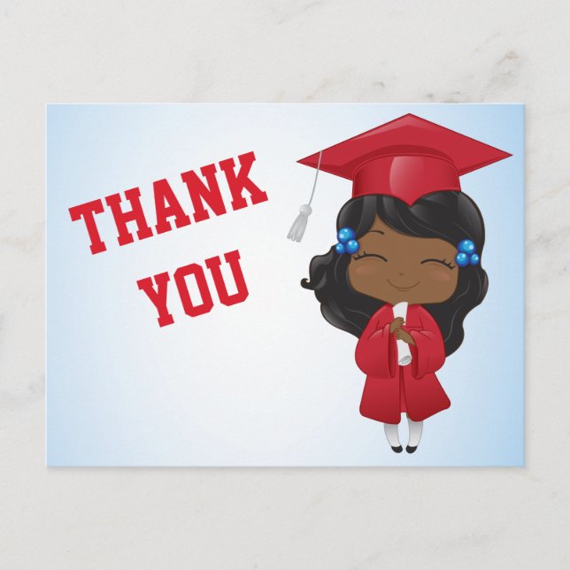 Graduation Girl in RED Announcement Postcard (Front)