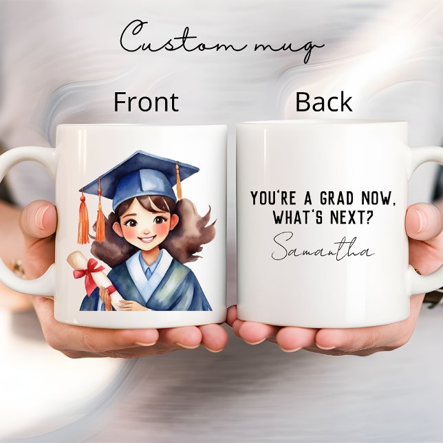 Graduation girl mug, Grad gift, Personalized name Mug (graduation mug, grad gift, personalized mug, custom name mug, graduate mug, watercolor mug, student)